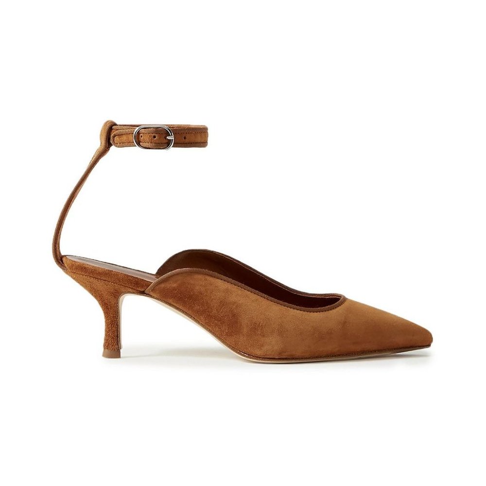 KHAITE Grosgrain-trimmed suede pumps EU 37.5